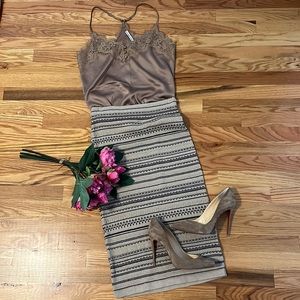 Lauren Ralph Lauren Tan and Black Pencil Skirt